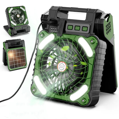 Portable Solar Fans 7800mAh LED Lantern Rechargeable Solar Powered Camping Fan 4 Speeds Powerful Wind 90° Folding Ventilador